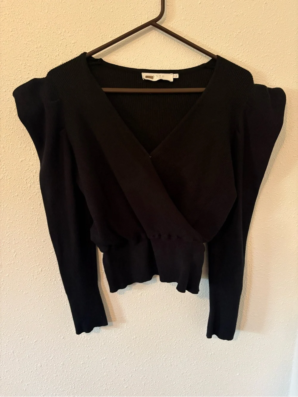 ASTR The Label Suki Pleated Sleeve Wrap Knit Sweater